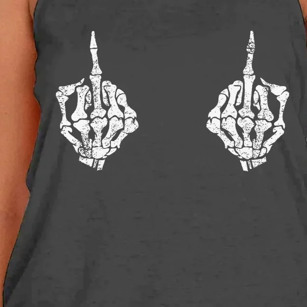 Skeleton Hands On Boobs Funny Spooky Halloween Costume Women's Knotted Racerback Tank