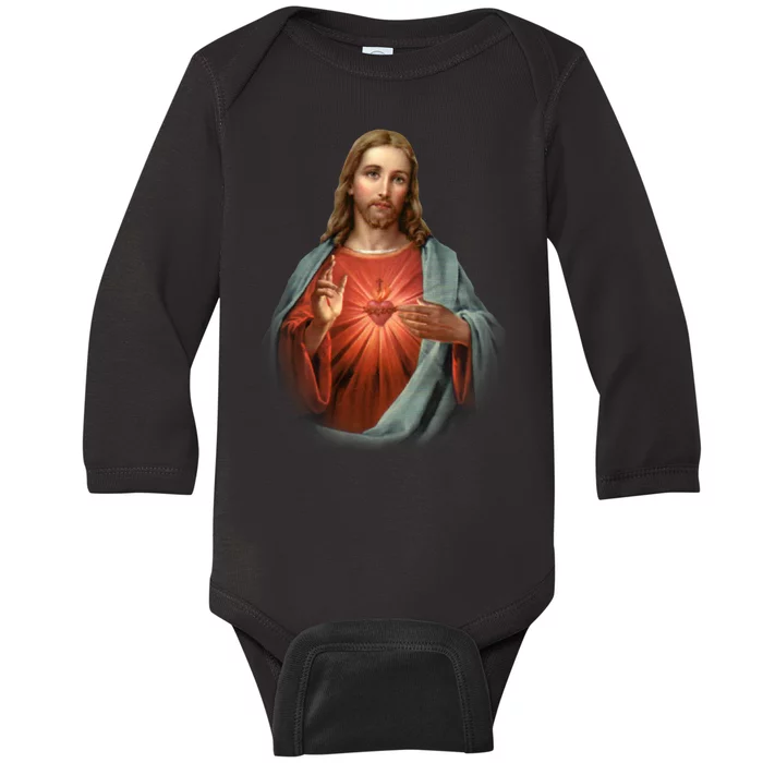 Sacred Heart Of Jesus Baby Long Sleeve Bodysuit