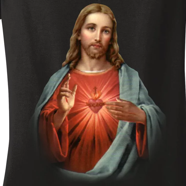 Sacred Heart Of Jesus Women's V-Neck T-Shirt