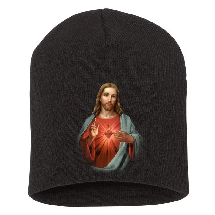 Sacred Heart Of Jesus Short Acrylic Beanie