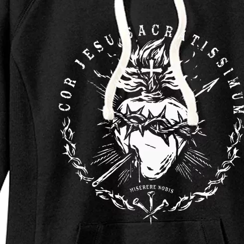 Sacred Heart Of Jesus Catholic Devotion Women's Fleece Hoodie