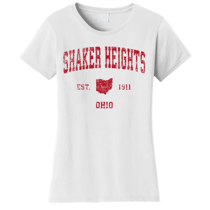 Shaker Heights Ohio Oh Vintage Sports Design Red Print Women's T-Shirt