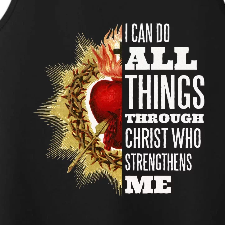 Sacred Heart of Jesus I Can Do All Things Through Christ Performance Tank