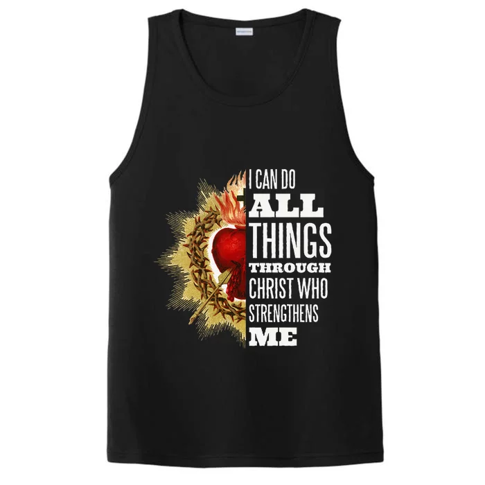 Sacred Heart of Jesus I Can Do All Things Through Christ Performance Tank