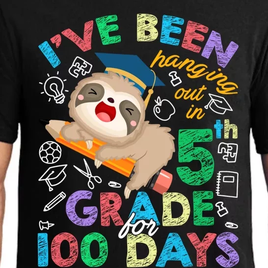 Sloth Hanging Out In 5th Grade Student 100 Days Of School Gift Pajama Set