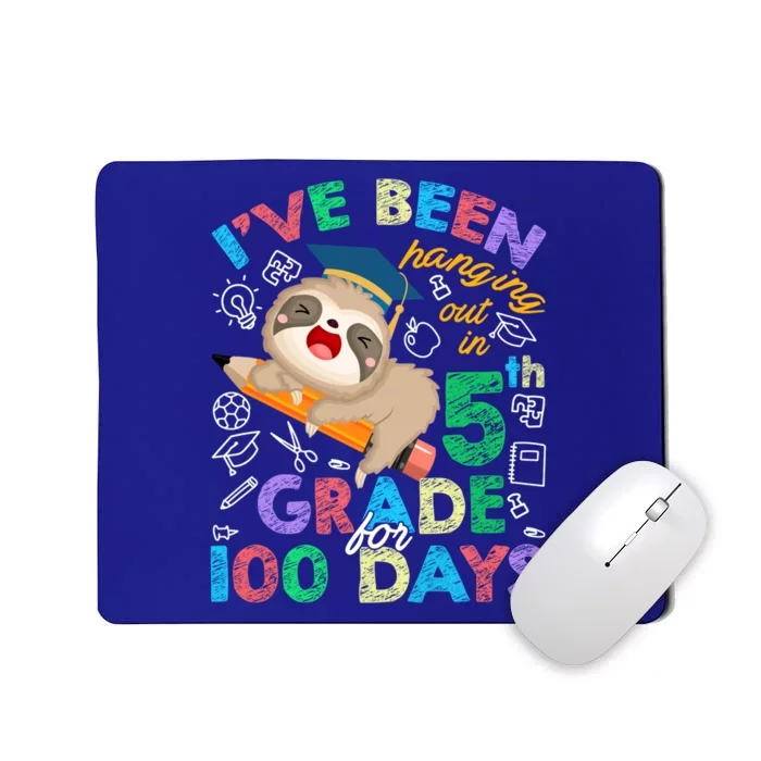 Sloth Hanging Out In 5th Grade Student 100 Days Of School Gift Mousepad