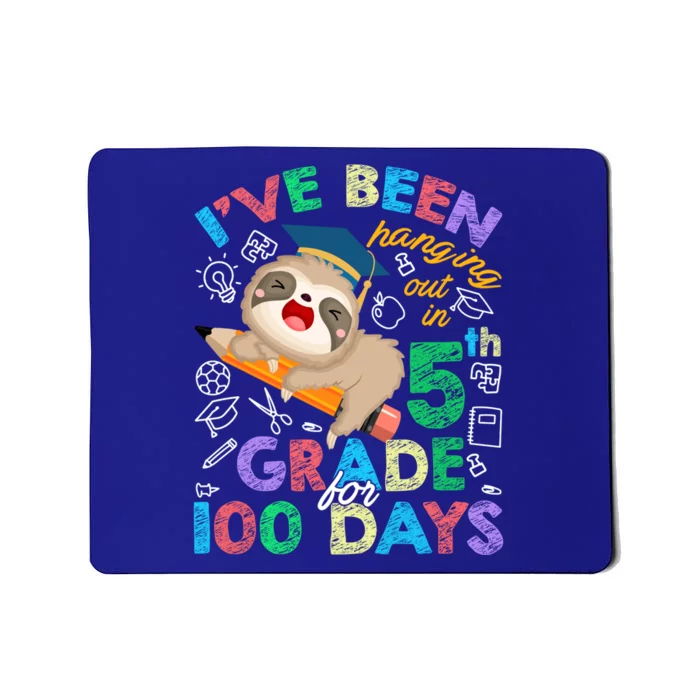 Sloth Hanging Out In 5th Grade Student 100 Days Of School Gift Mousepad