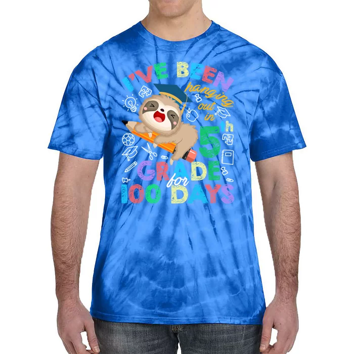 Sloth Hanging Out In 5th Grade Student 100 Days Of School Gift Tie-Dye T-Shirt