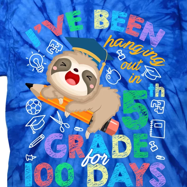 Sloth Hanging Out In 5th Grade Student 100 Days Of School Gift Tie-Dye T-Shirt