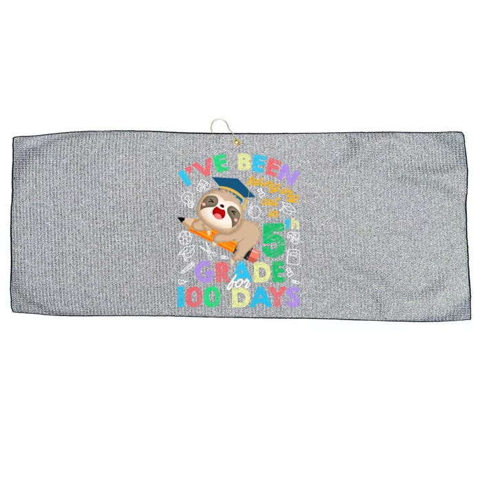 Sloth Hanging Out In 5th Grade Student 100 Days Of School Gift Large Microfiber Waffle Golf Towel