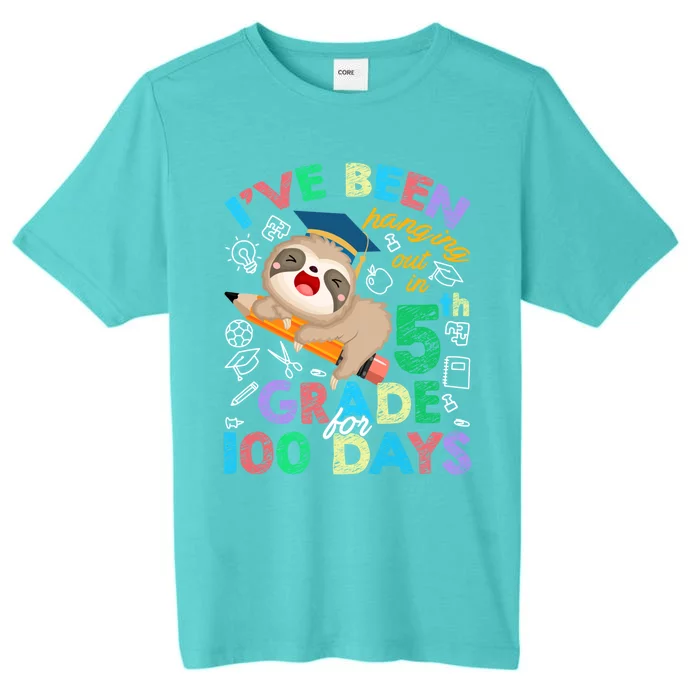 Sloth Hanging Out In 5th Grade Student 100 Days Of School Gift ChromaSoft Performance T-Shirt