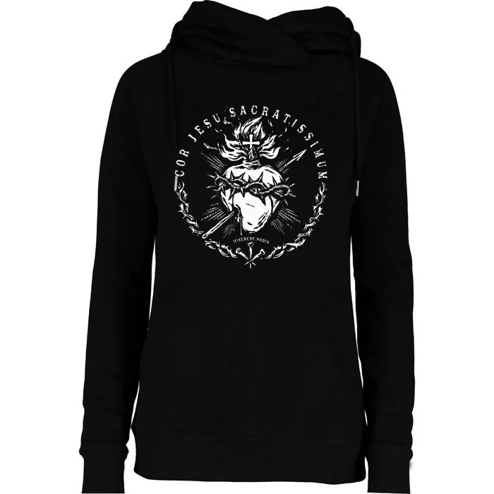 Sacred Heart Of Jesus Catholic Devotion Womens Funnel Neck Pullover Hood