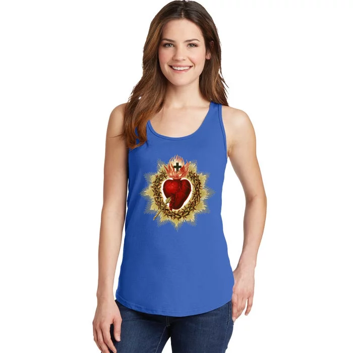 Sacred Heart Of Jesus Christ Catholic Blessing Vintage Art Gift Ladies Essential Tank