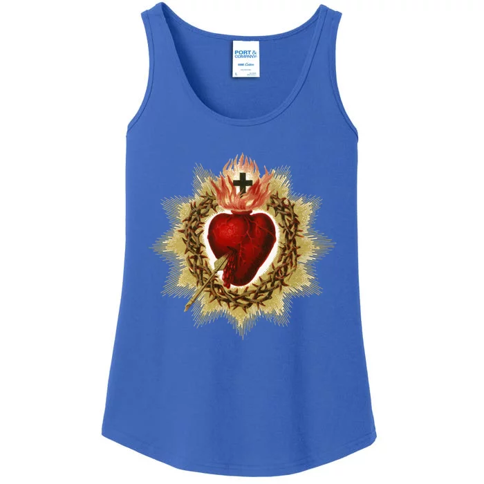 Sacred Heart Of Jesus Christ Catholic Blessing Vintage Art Gift Ladies Essential Tank