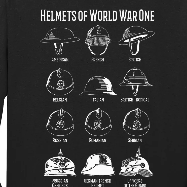 Soldiers Helmets Of World War One Wwi Diagrams Tall Long Sleeve T-Shirt