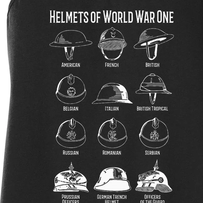 Soldiers Helmets Of World War One Wwi Diagrams Women's Racerback Tank