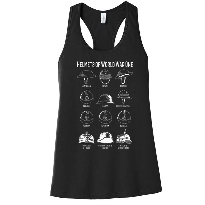 Soldiers Helmets Of World War One Wwi Diagrams Women's Racerback Tank