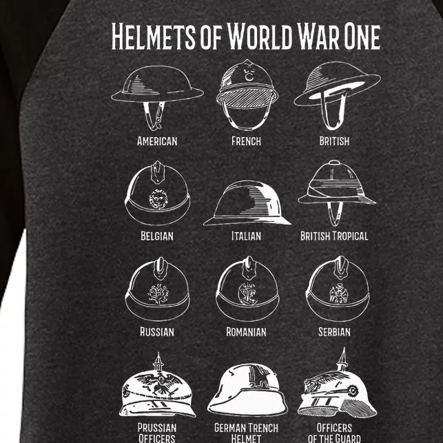 Soldiers Helmets Of World War One Wwi Diagrams Women's Tri-Blend 3/4-Sleeve Raglan Shirt