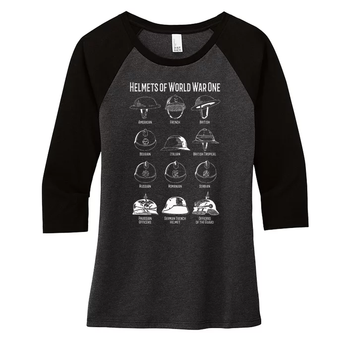 Soldiers Helmets Of World War One Wwi Diagrams Women's Tri-Blend 3/4-Sleeve Raglan Shirt