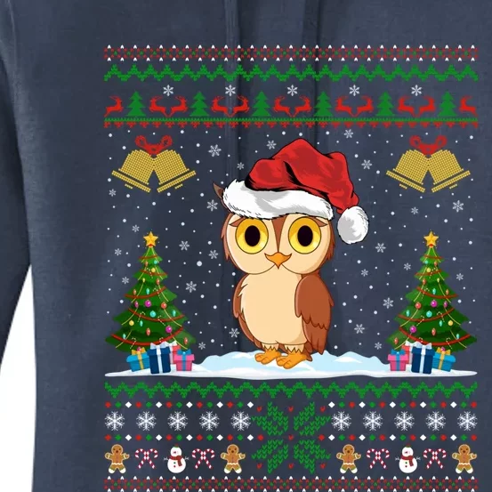 Santa Hat Owl Bird Xmas Lighting Ugly Owl Christmas Meaningful Gift Women's Pullover Hoodie