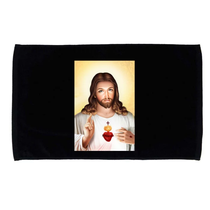 Sacred Heart Of Jesus Christ Christian God Illustration Microfiber Hand Towel