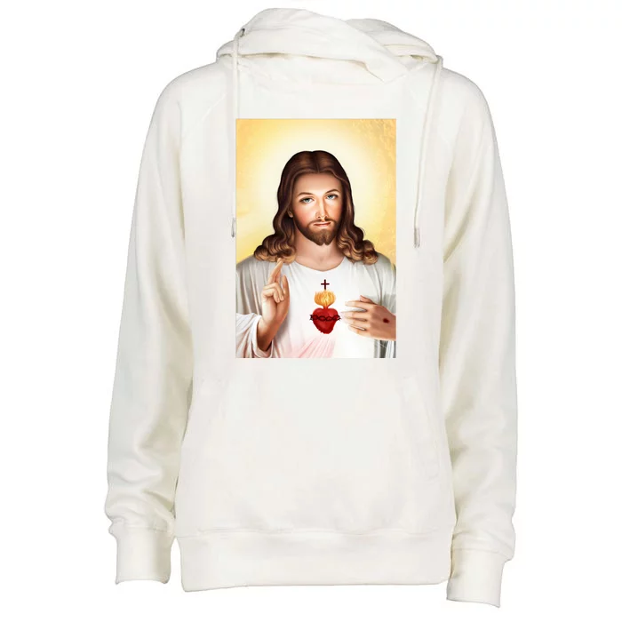 Sacred Heart Of Jesus Christ Christian God Illustration Womens Funnel Neck Pullover Hood