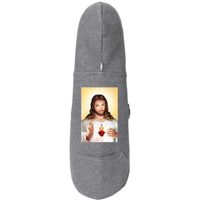 Sacred Heart Of Jesus Christ Christian God Illustration Doggie 3-End Fleece Hoodie