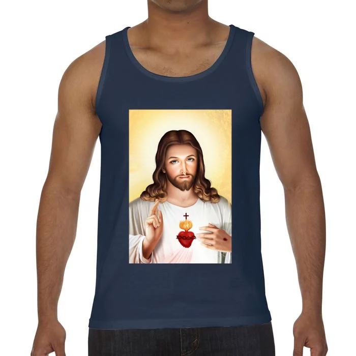 Sacred Heart Of Jesus Christ Christian God Illustration Comfort Colors® Tank Top