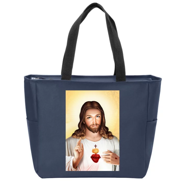 Sacred Heart Of Jesus Christ Christian God Illustration Zip Tote Bag