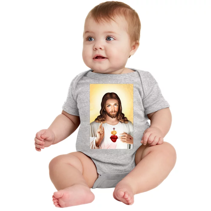 Sacred Heart Of Jesus Christ Christian God Illustration Baby Bodysuit