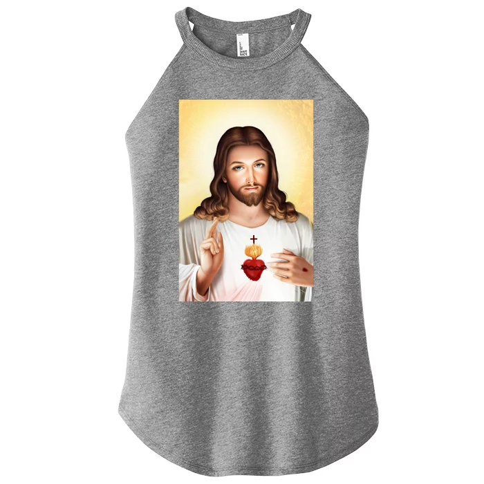 Sacred Heart Of Jesus Christ Christian God Illustration Women’s Perfect Tri Rocker Tank