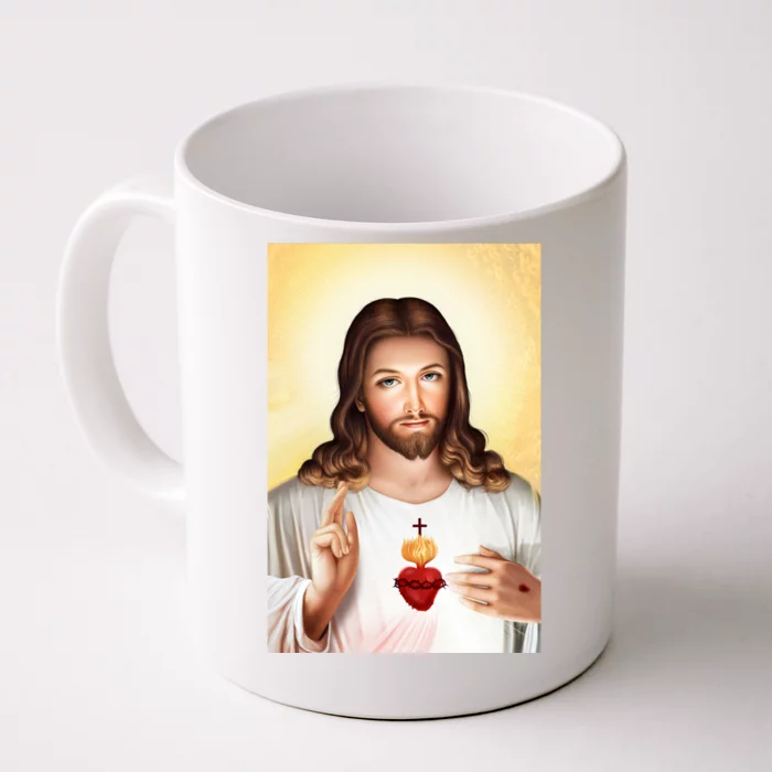 Sacred Heart Of Jesus Christ Christian God Illustration Front & Back Coffee Mug