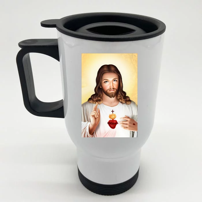 Sacred Heart Of Jesus Christ Christian God Illustration Front & Back Stainless Steel Travel Mug