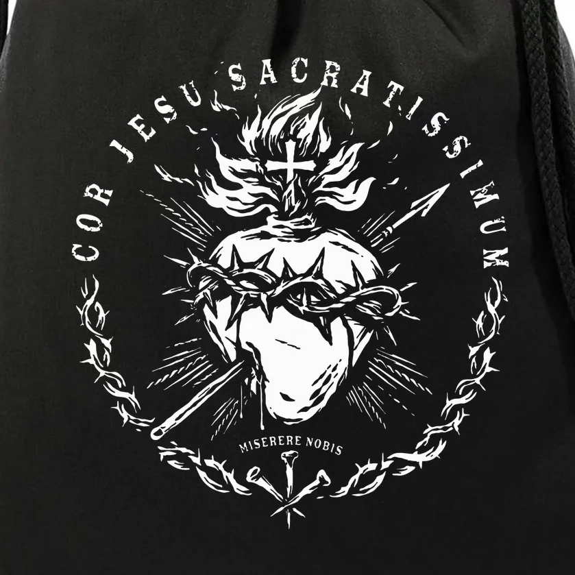 Sacred Heart Of Jesus Catholic Devotion Drawstring Bag