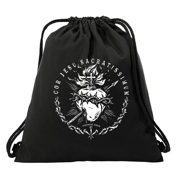 Sacred Heart Of Jesus Catholic Devotion Drawstring Bag