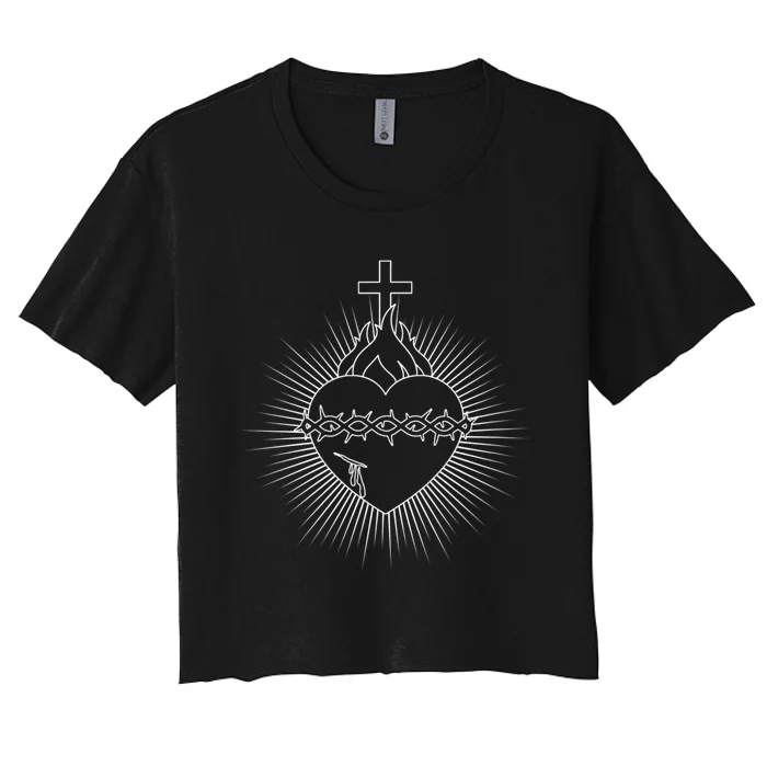 Sacred Heart Of Jesus Christian Catholic Devotion Women's Crop Top Tee