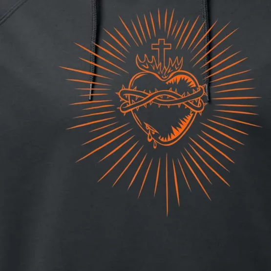 Sacred Heart Of Jesus Devotion Catholic Performance Fleece Hoodie