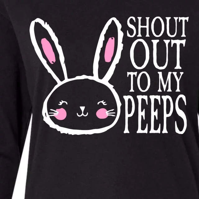 Shout Out To My Peeps Funny Easter Bunny Design Womens Cotton Relaxed Long Sleeve T-Shirt