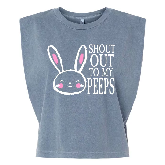 Shout Out To My Peeps Funny Easter Bunny Design Garment-Dyed Women's Muscle Tee