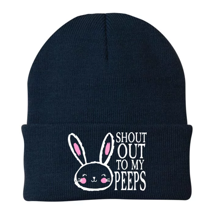 Shout Out To My Peeps Funny Easter Bunny Design Knit Cap Winter Beanie