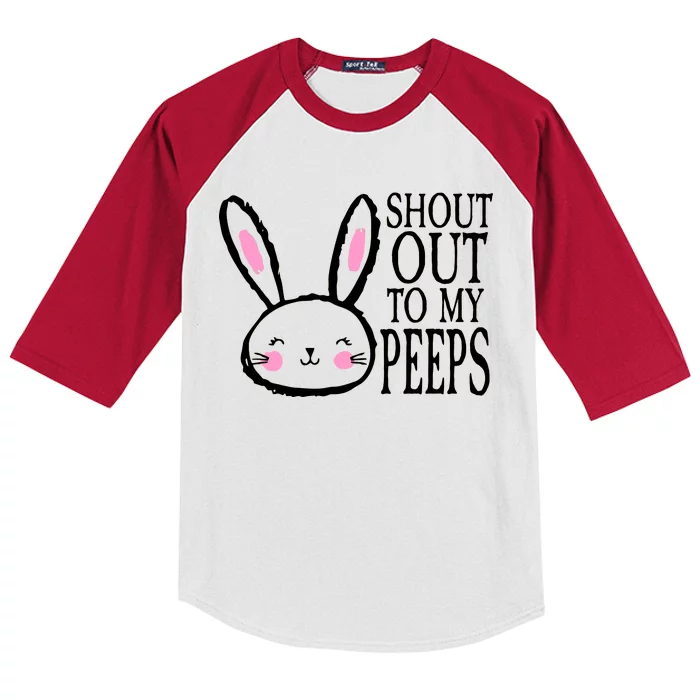 Shout Out To My Peeps Funny Easter Bunny Design Kids Colorblock Raglan Jersey