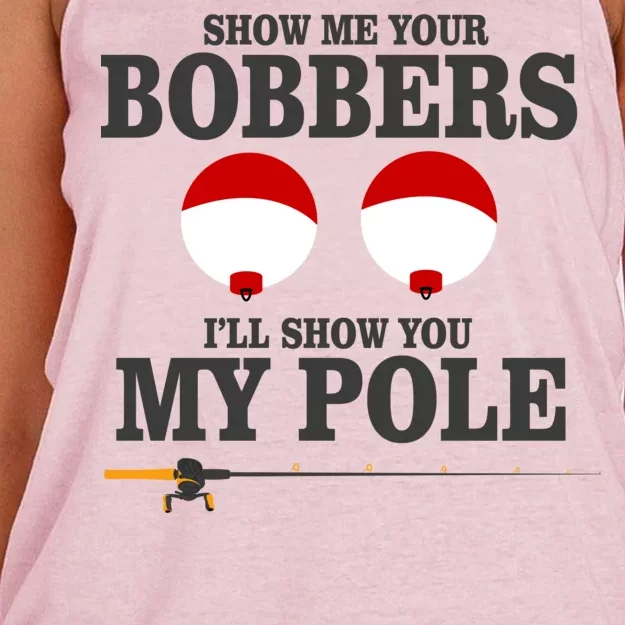 Show Me Your Bobbers I'll Show You My Pole Women's Knotted Racerback Tank