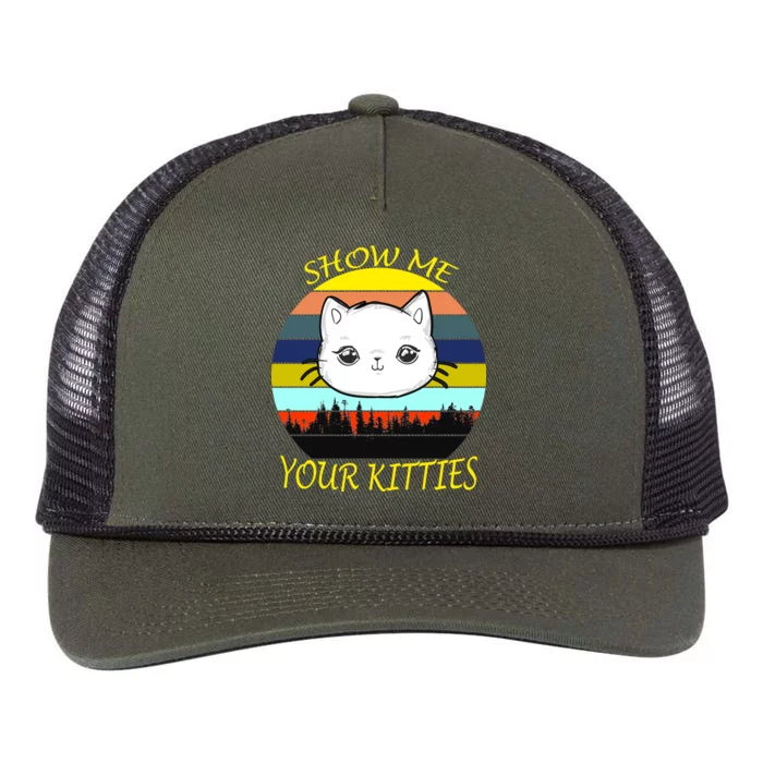 Show Me Your Kitties Retro Rope Trucker Hat Cap