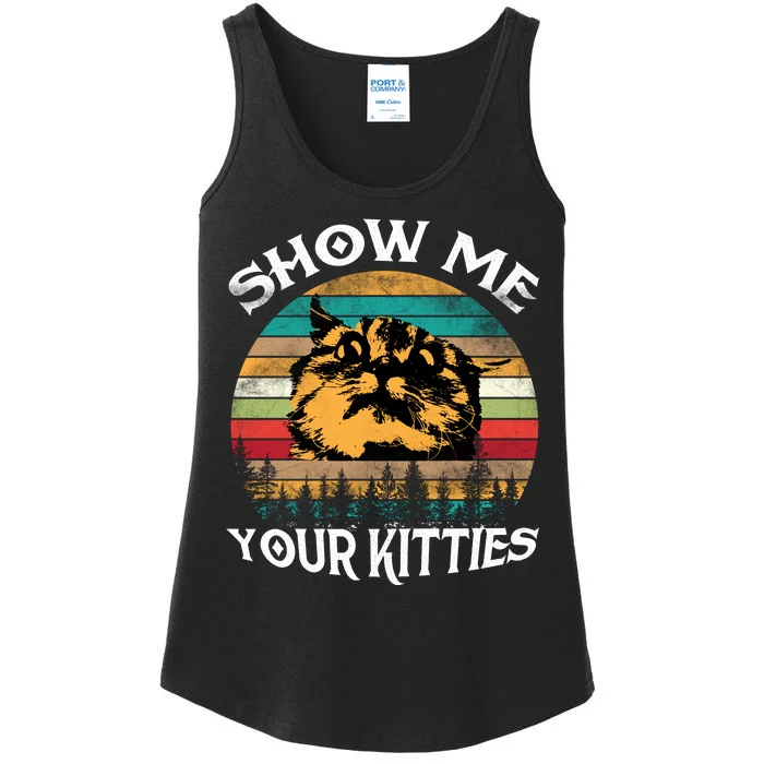 Show Me Your Kitties Retro Cat Lover Ladies Essential Tank