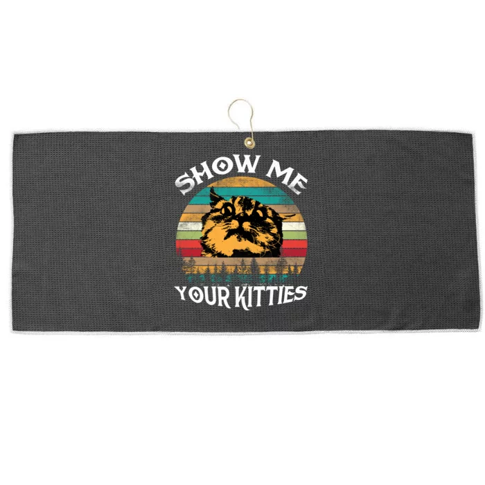 Show Me Your Kitties Retro Cat Lover Large Microfiber Waffle Golf Towel