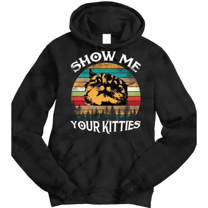 Show Me Your Kitties Retro Cat Lover Tie Dye Hoodie