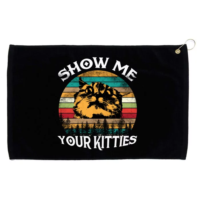 Show Me Your Kitties Retro Cat Lover Grommeted Golf Towel