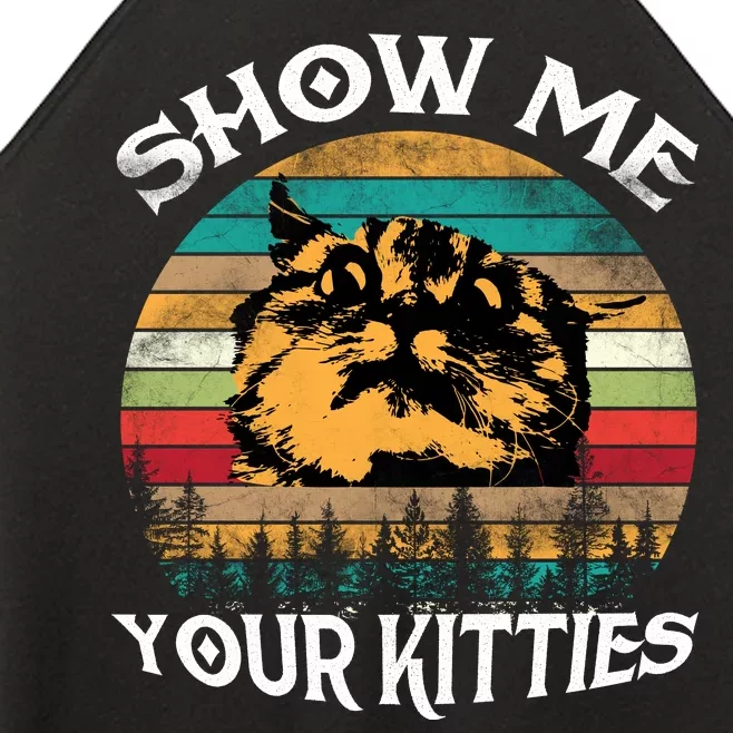 Show Me Your Kitties Retro Cat Lover Women’s Perfect Tri Rocker Tank