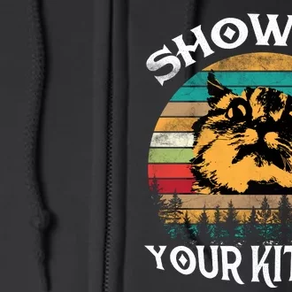 Show Me Your Kitties Retro Cat Lover Full Zip Hoodie