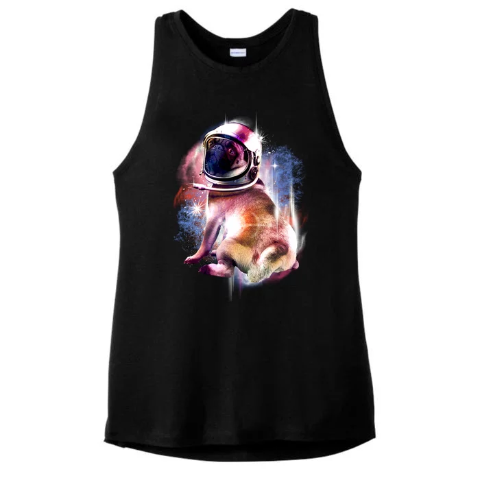 Space Hunger Pug Ladies Tri-Blend Wicking Tank